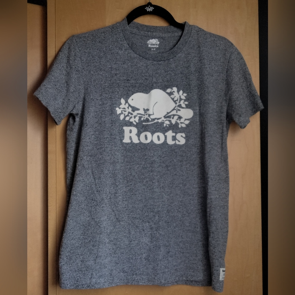 Roots Marled Grey Tshirt with Logo